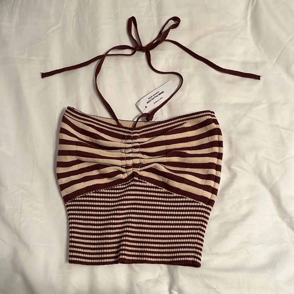 Brand new Tilly’s striped tank top with wrap around neck or strapless!